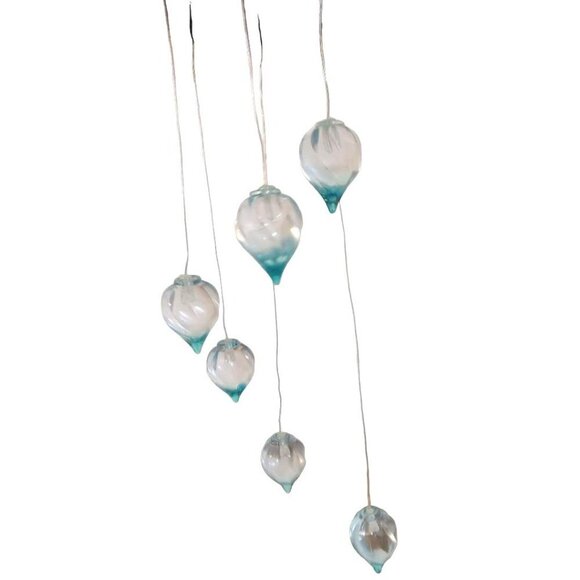 Wind And Weather Solar Lantern Blue Tear Drop Battery Operated Solar Mobile - Picture 4 of 7